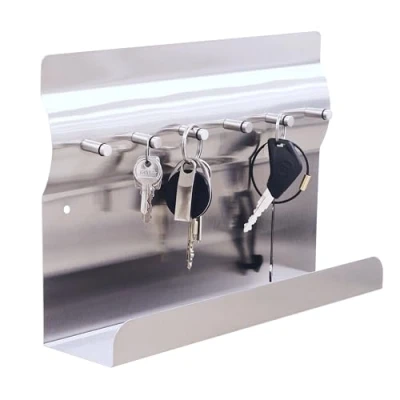 Imagen de RICOO Colgador llaves pared MB6001, cuelga moderno de Edelstahl, llavero entrada con 3 imanes, portallaves casa y soporte llaves, 30x7x20cm, Plateado