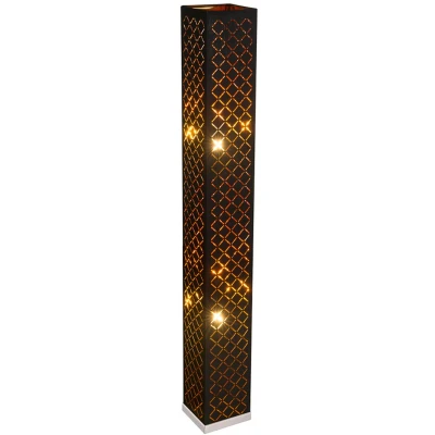 Imagen de Globo Lámpara de pie Clarke, negro/hoja oro, altura 118 cm, tela