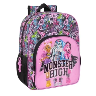 Imagen de Safta MONSTER HIGH DRAMA Mochila Escolar Niño, Infantil, Adaptable a Carro, Ideal para Niños en Edad Escolar, Cómoda y Versátil, Calidad Resistencia, 33x14x42 cm