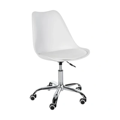 Imagen de CLP Taburete de Trabajo Laflin I Asiento tapizado con Funda Polipiel Silla Ruedas, Regulable en Altura y giratoria, Color:Blanco
