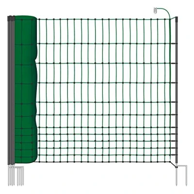 Imagen de VOSS.farming Malla eléctrica para gallinas “farmNET, Rollo de 50m Longitud y 112cm Altura, 16 Postes con Punta Doble Kit reparación