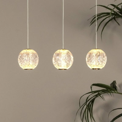Imagen de Lucide Lámpara colgante LED Cintra, angular, transparente/oro, acrílico