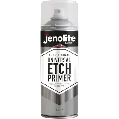Imagen de JENOLITE Pintura base de grabado universal Spray Imprimacion Gris grano extrafino, para superficies plastico o metal 400ml
