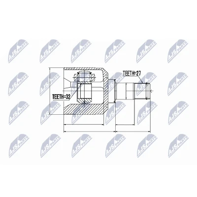 Imagen de NTY NPW MS 036 Junta Homocinética Eje delantero, derecha, lado de engranaje, izquierda MITSUBISHI: Lancer 8 Limousine