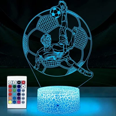 Imagen de SUPERHONGJIHAO Luz nocturna de fútbol para niños, lámpara LED con control remoto, 16 colores que cambian color, regalo cumpleaños niños