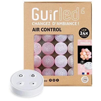 Imagen de GuirLED Guirnalda luminosa bolas de algodón LED USB Mando a distancia inalámbrico Luz nocturna bebé 2h Adaptador red doble 2A incluido 4 intensidades 24 2,4 m Princesa