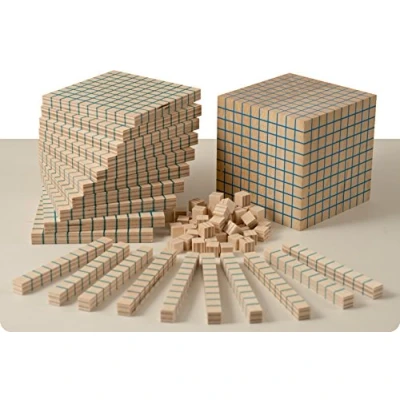 Imagen de Dida Conjunto de 121 Bloques Madera Base 10, Materiales Didácticos Montessori para Aprender Matemáticas, Aritméticos Multibase Dienes Niños