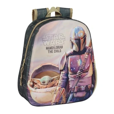 Imagen de Safta THE MANDALORIAN Mochila Escolar, con Diseño 3D, Adaptable a Carro, Ideal para Niños de Diferentes Edades, Cómoda y Versátil, Calidad Resistencia, 27x10x33 cm, Color Negro/Beige