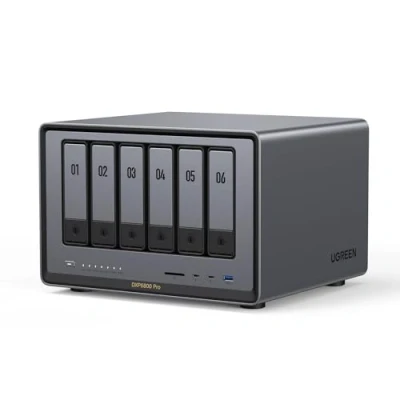 Imagen de UGREEN NASync DXP6800 Pro, NAS de Escritorio 6 bahías, CPU Intel i5 1235u 10 núcleos, 8 GB RAM DDR5, SSD 128 GB, 2 Ranuras GbE, M.2 NVMe, HDMI 8K, TBT4 (sin Disco)