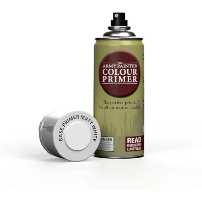 Imagen de The Army Painter, Colour Primer Matt White, 400 ml Pintura Modelismo Spray Blanco Mate Imprimacion Plastico Miniaturas para Warhammer Figuras y D&amp;D Miniatures