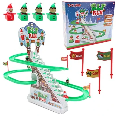 Imagen de Toyland® Musical Light Up Elf &amp; Santa Run Game Juegos de Navidad novedosos para niños a Partir 3 años
