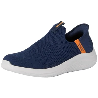 Imagen de Skechers Boys, Sin Cordones, Tela Azul Marino con Ribete Naranja, 39 EU