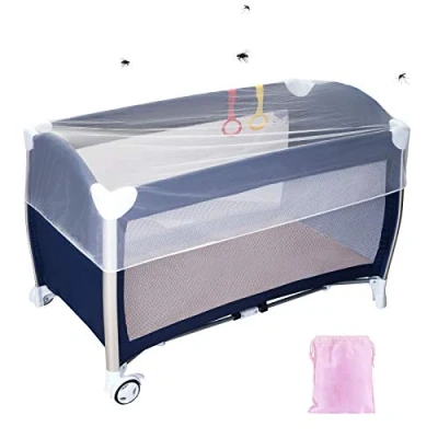 Imagen de LEMESO Universal Mosquitera Cuna de Viaje Cama Bebe 120x60cm / 90x40 cm, Color Blanco