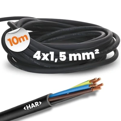 Imagen de 10 metros Lapp 16001233 H07RN F 4x1,5 mm² cable flexible de goma con conductor protección, exterior resistente a los rayos UV, al aceite negro