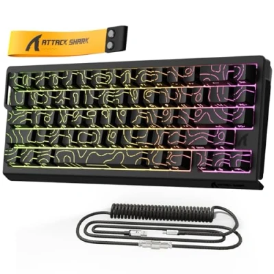 Imagen de MAMBASNAKE x ATTACK SHARK X68HE RGB teclado con cable grabado lateral negro