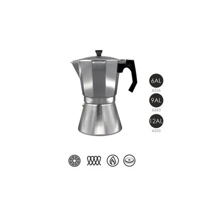 Imagen de Bastilipo Cafetera de Italiana aluminio 6 tazas, apta para inducción, mokka induccion 6AL,