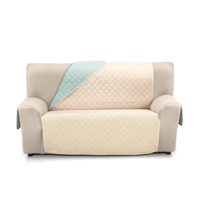 Imagen de Martina Home Cubre Sofá Acolchado Reversible Ámbar 3 Plazas XL Beige/Aguamarina