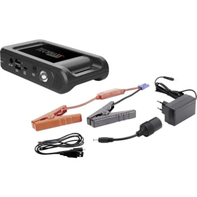 Imagen de Arrancador y Cargador de Coche Technaxx 12000 mAh (Gasolina hasta 4,0 L/Diesel 2,5 L) con Powerbank TX 218 portátil 2 Puertos USB A Linterna LED