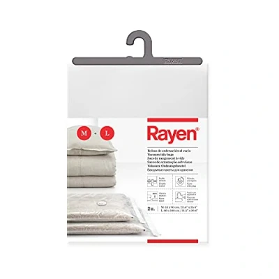Imagen de Rayen bolsas al vacío para ropa. Fundas de almacenaje ropa vacio. Pack 2 (55 x 90 cm y 80 100 cm). Transparente