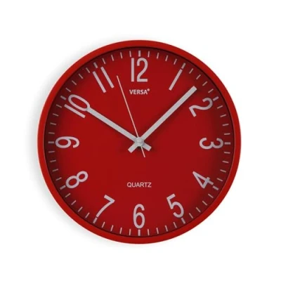 Imagen de Versa Raven Reloj de Pared Nuevo Mecanismo y Calidad Mejorada silencioso Decorativo, para Cocina, Salón o Comedor Fácil Leer, Medidas (Al x L An) 25 4,3 cm, Polipropileno, Color Rojo