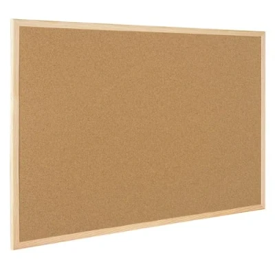 Imagen de Raylu Paper® Tablero de corcho natural con marco madera pino, tablón anuncios señalizadores y kit montaje. (40 X 30 cm)