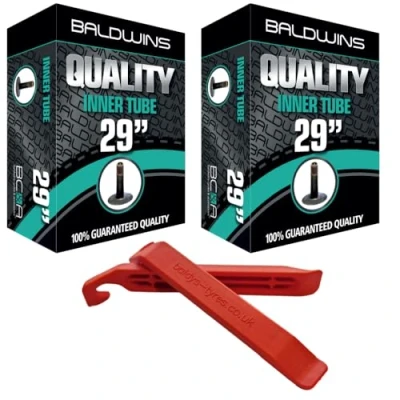 Imagen de Par de tubos interiores para bicicleta Baldwins 29 pulgadas x 2.20 a 2.40 (se adapta cualquier neumático 2.20, 2.25, 2.30, 2.35, 2.40) Schrader/válvula tipo coche (paquete 2)