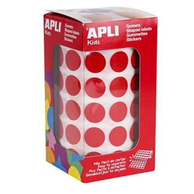 Imagen de Gomets autoadhesivos circulares 15 mm rojo en rollo con 2832 unidades