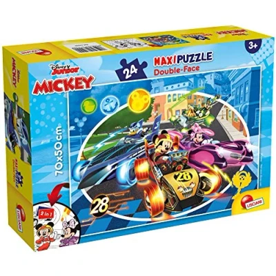Imagen de Liscianigiochi Puzzle Maxi Floor para niños de 24 piezas 2 en 1, Doble Cara con reverso colorear Disney Mickey Mouse 74099