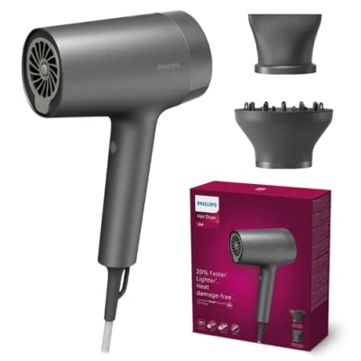 Imagen de Philips Secador Serie 7000, Seca y Moldea Fácilmente, Tecnología ThermoShield Advanced que Protege de daños por calor, iones Minerales, con Boquilla Difusor, 1800 W (modelo BHD713/10)