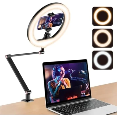 Imagen de 10 &#039;&#039; luz de Anillo para Escritorio con Soporte y Soporte, trípode Superior, videoconferencia Brazo Ajustable Youtube, TIK Tok