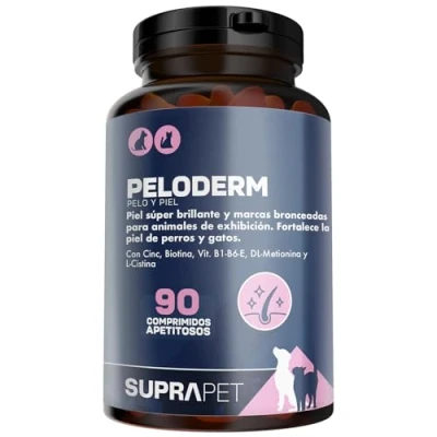 Imagen de Suprapet, Pelo y Piel para Perros Gatos 90 Comprimidos a Base de Biotina, Zinc, Vitaminas B, Metionina Cistina el Bienestar Brillo del Pienso complementario