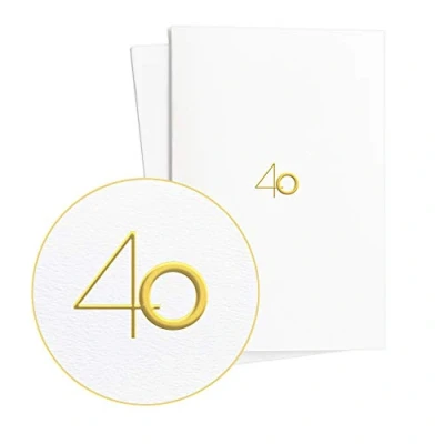 Imagen de Diese Klappkarten Juego de 2 tarjetas cumpleaños 40 elegantes con relieve lámina oro, tarjeta felicitación o idea regalo para aniversario E09