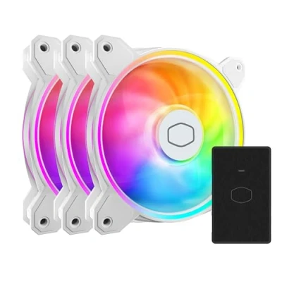 Imagen de Cooler Master SickleFlow 120 ARGB Edición Blanca 3 en 1 Ventiladores de Caja, 3x120mm, Incluye Controlador, Compatible Placa Base ARGB, Aspas Air Balance Blancas, 62 CFM, 2.5 mmH2O, 8 a 27 dBA,