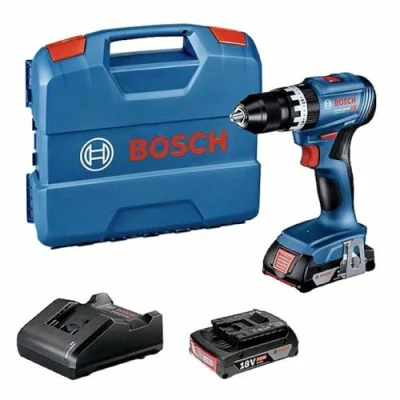 Imagen de Bosch Professional 18V System GSB 45 Taladro percutor a batería (45 Nm, 1900 rpm, 2 baterías x 2.0Ah, en maletín), Azul