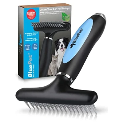 Imagen de BluePet® Peine desenredante para perros, gatos y caballos de pelo largo Cepillo perros que elimina los nudos, el subpelo enredos Masaje agradable su mascota