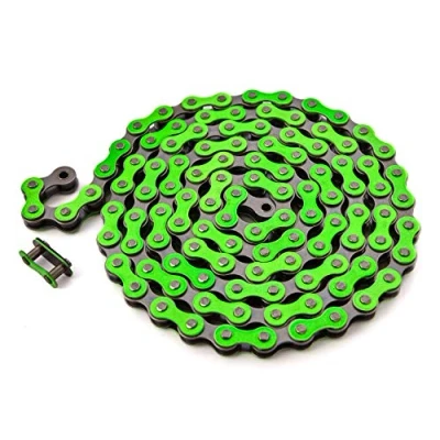 Imagen de KHE BMX/FIXIE Cadena 1/2&quot; x 1/8&quot; 112 eslabones a la izquierda, solo 385 g, con candado I4, muchos colores (verde)