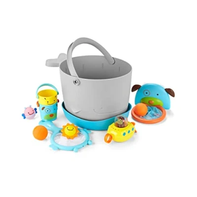 Imagen de Skip Hop cubo relleno de juguete baño para bebé, y regalo, color gris
