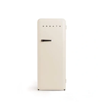 Imagen de CREATE / RETRO FRIDGE 150 BLACK/Frigorífico blanco roto maneta negra con congelador 281L 102W, bajo consumo, diseño vintage, 150cm, 3 estantes, regulador temperatura, botellero, 60x60x150cm