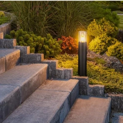 Imagen de Miratic Poste de Luminaria Jardín Luz Exterior E27 Farolas Jardin IP54 Lampara 50cm Gris (Bombilla no Incluida) (Sin sensor movimiento)