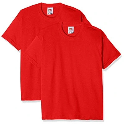 Imagen de Fruit of the Loom Kids Valueweight Short Sleeve T 2 Pack Camiseta, Rojo (Red Red), 14 15 Years(Size:40) (Pack de 2) para Niños