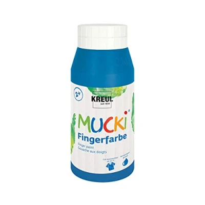 Imagen de KREUL 23208 Mucki Pintura Brillante para Dedos, 750 ml en Azul, a Base de Agua, sin parabenos, Gluten, lactosa y Vegana, Lavable, Blue,