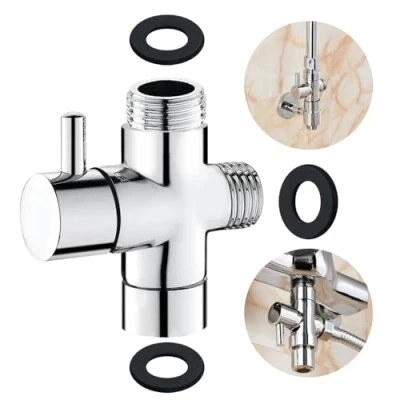 Imagen de Rusee Válvula de Tres Vías,G1/2&quot; Desviadora,Valvula Desviadora 3 Vias,Válvula Desvío Ducha Latón,para Desviador Baño Pulverizador y Recambio Sistema Ducha,Cromo Pulido