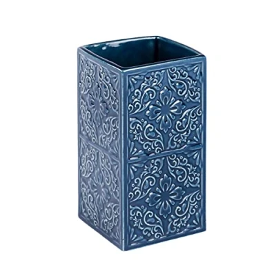 Imagen de Wenko Vaso de Dientes Cordoba Azul cerámica Zahnbürstenhalter für Zahnbürste und Zahnpasta
