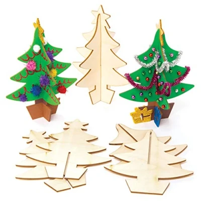 Imagen de Baker Ross Árboles de Navidad 3D madera (Pack 5) Ideales para manualidades infantiles