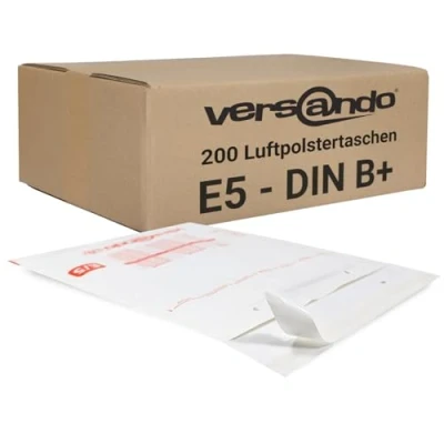 Imagen de versando 200 sobres acolchados E5, tamaño interior 220 x 265 mm, dimensiones exteriores 240 275 color blanco, para DIN B5/B+