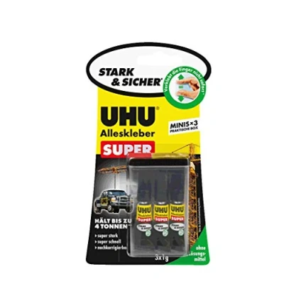 Imagen de UHU Alleskleber SUPER Strong &amp; SAFE MINIS, 3 Tuben à 1 g
