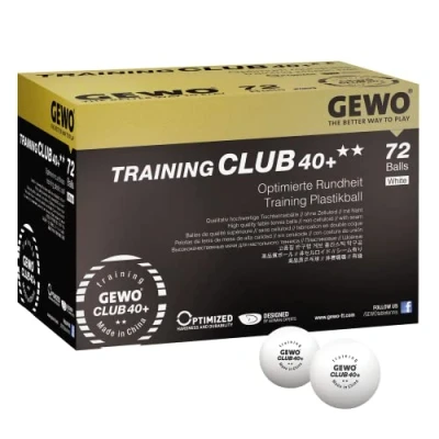 Imagen de GEWO Training Club Pelotas de Tenis Mesa (2 Estrellas, 40+, plástico ABS con Costura), Color Blanco