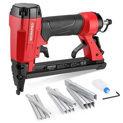 Imagen de WORKPRO Pistola de Grapas Neumática 22 GA, Grapadora Neumática, Aire Comprimido para 6 16 mm, con 1884 pcs (6mm/10mm/16mm)