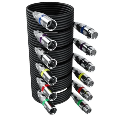 Imagen de 6Pack 5M Cable XLR de micrófono,Cable balanceado 3 pines macho a hembra micrófono multicolor DMX conexión