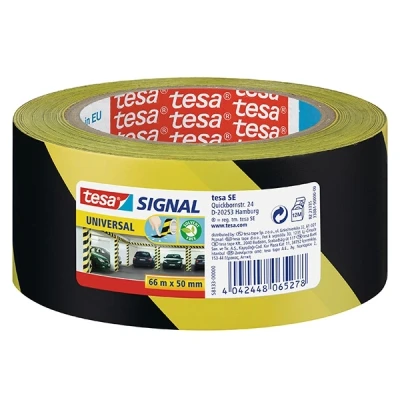 Imagen de Tesa 58133 00000 00 Cinta de Señalización Temporal PP Adhesiva, Amarillo/Negro